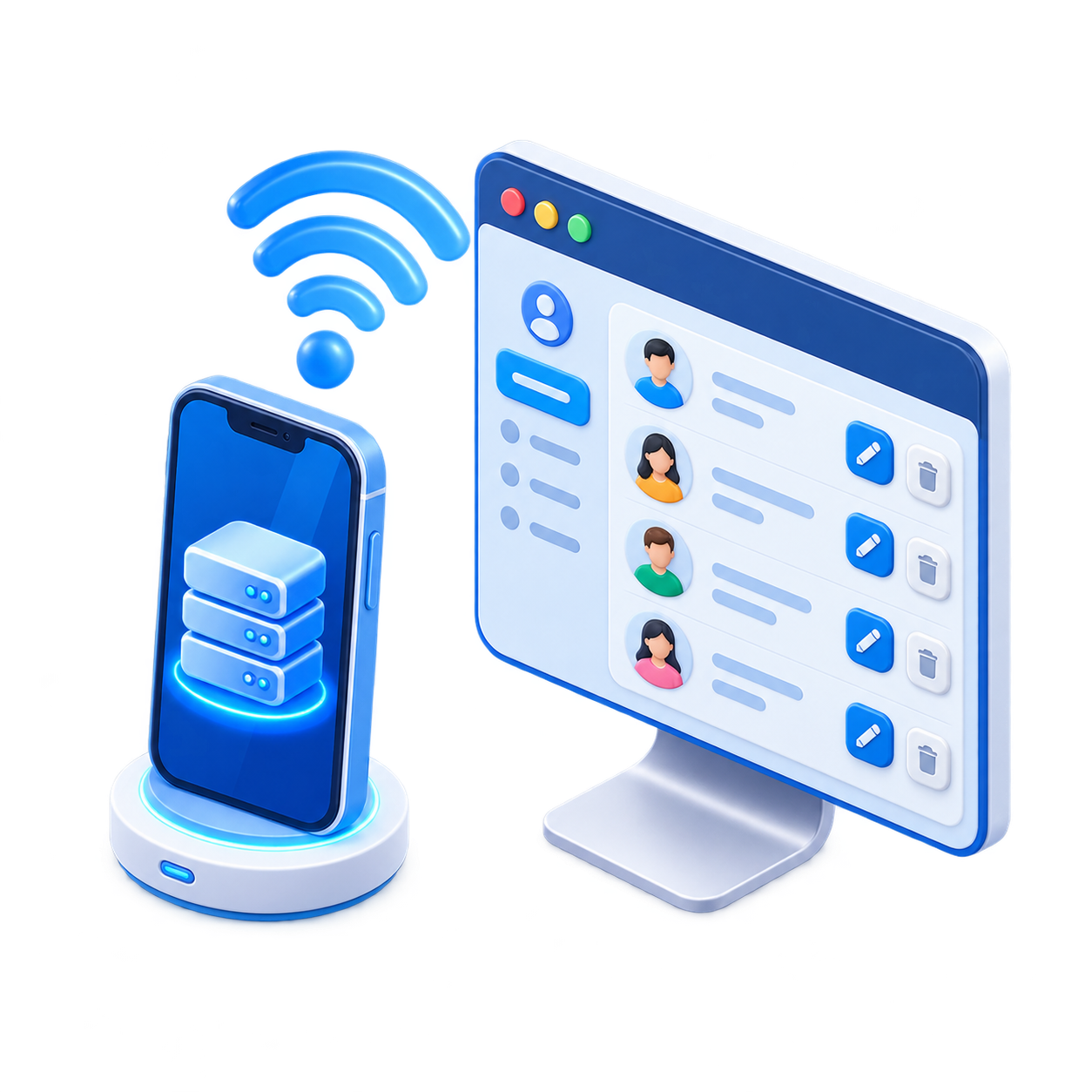 Telefonun yerel sunucusundan tarayıcıya rehber bağlantısı
